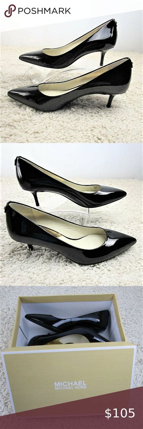 michael kors black patent kitten heels|michael kors pumps.